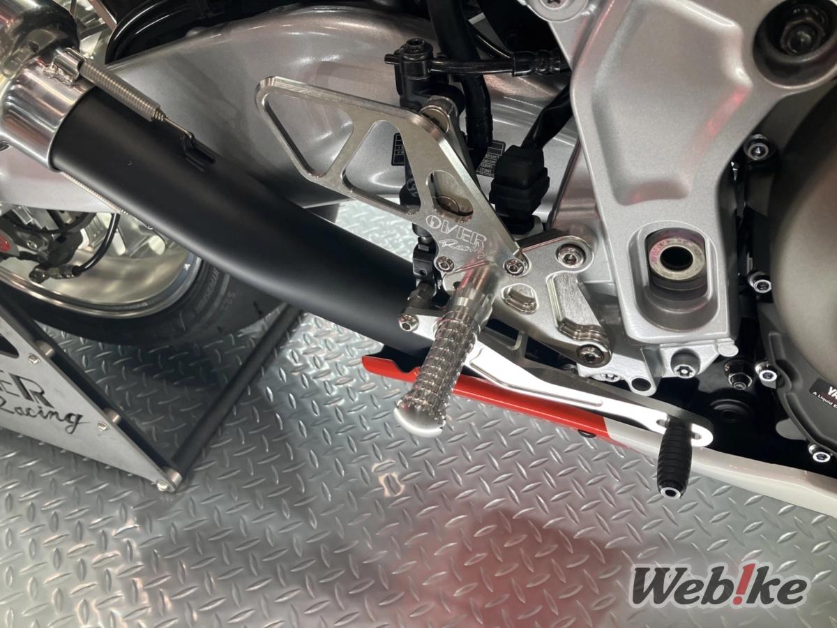 Aluminum rearsets by OVER Racing equipped on the XSR900 GP